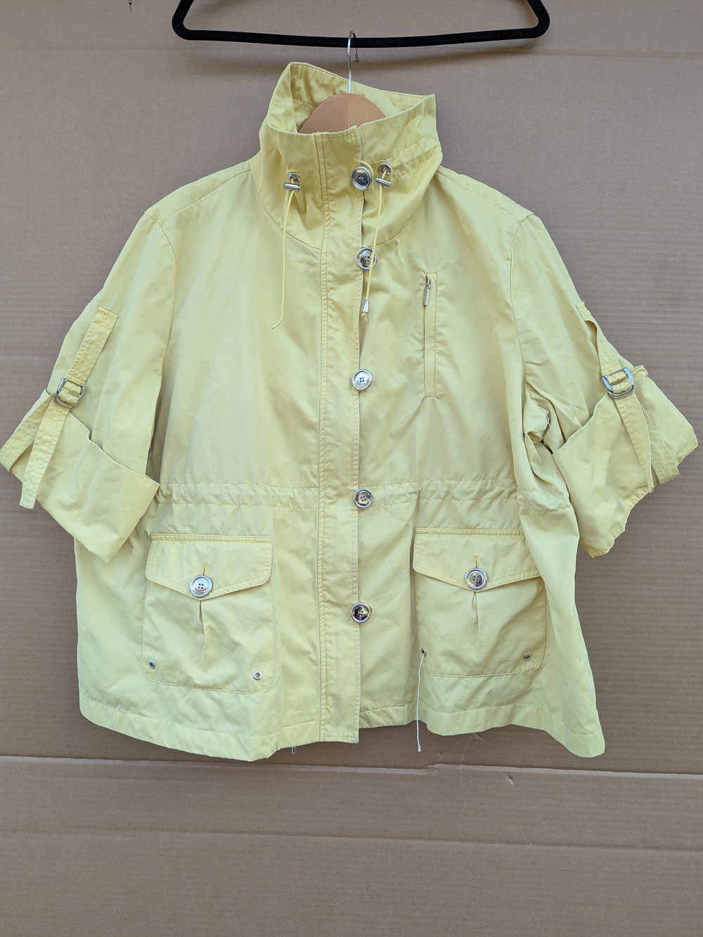 AK Anne Klein Short Utility Jacket Light Outdoor Cargo Yellow 3X FLAWED